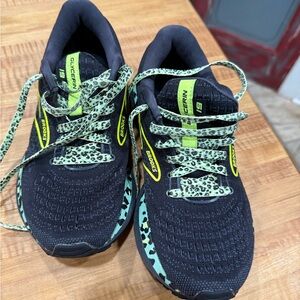 Brooks Black and Neon Green Athletic Shoes